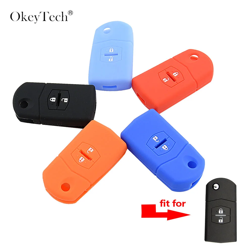 OkeyTech 2 кнопки силиконовый чехол с Откидывающейся Крышкой автомобильный для