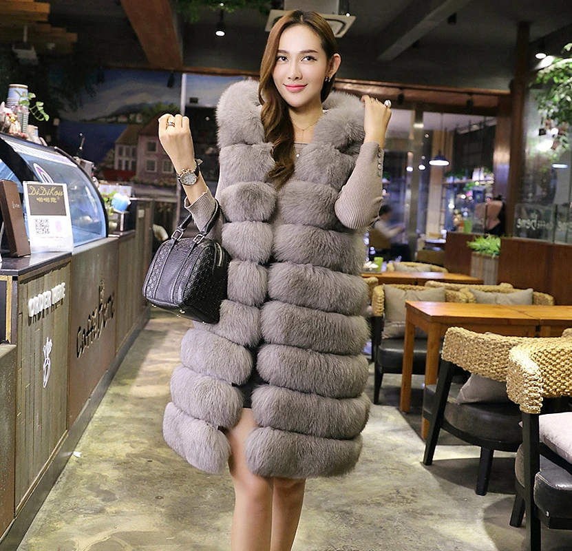 

Fur Coat Plus Size Women Fashion Streetwear Faux Fur Vest Warm Hood Parka 2020 Winter Fluffy Long Teddy Bear Coat Grey Black Red
