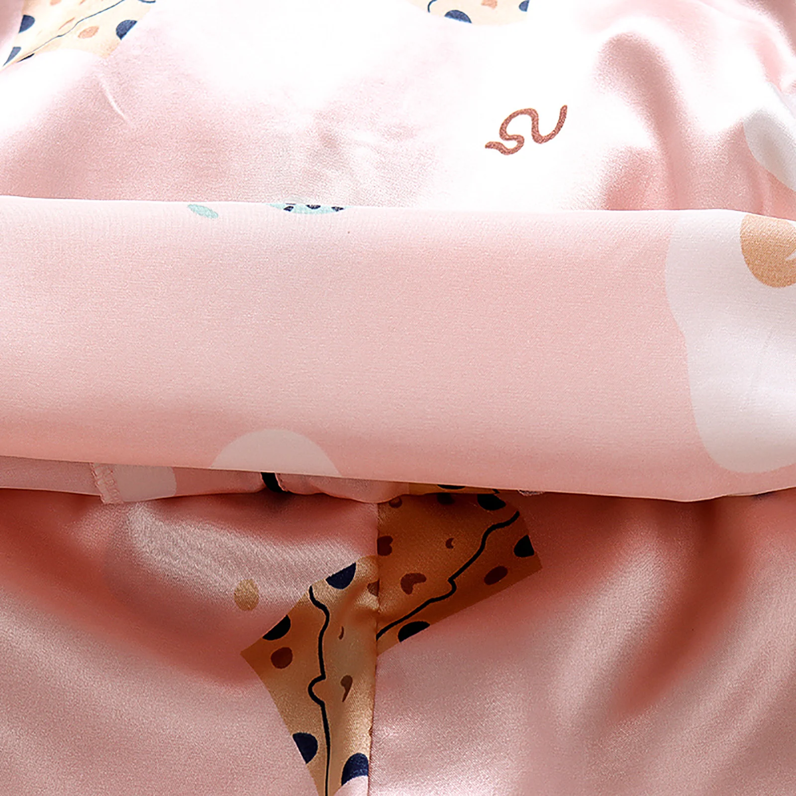 Kid Pajama Sets Silk Satin Pajamas Baby Boys Girls Clothing Sets Pyjamas Cartoon Print Short Sleeve Blouse Tops+Pants Sleepwears
