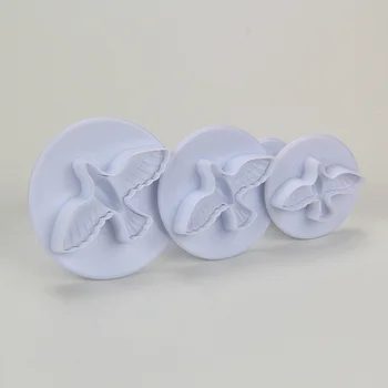 

Free Shipping Plastic 3pcs Dove Plunger Cutters set Cake Decoration Fondant Molds set