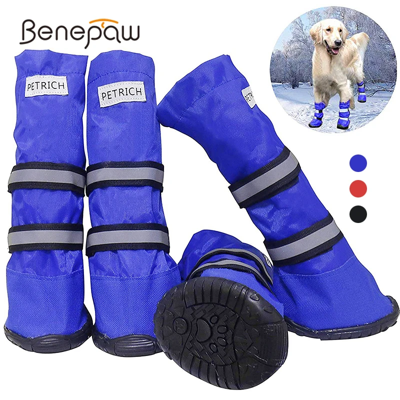 Benepaw botas impermeables perros medianos y grandes, zapatos de cómodos, ajustables, reflectantes, antideslizantes, con suela de goma para nieve, para mascotas|Zapatos perro| - AliExpress