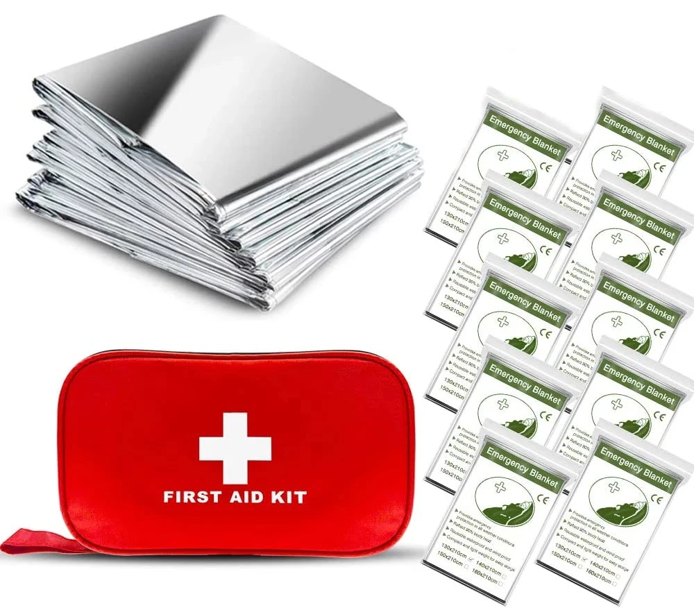 Survival Emergency Blankets Pack Of 10 Foil Mylar Thermal Blankets Space Blanket for Outdoor Survival Hunting Fishing Equipment