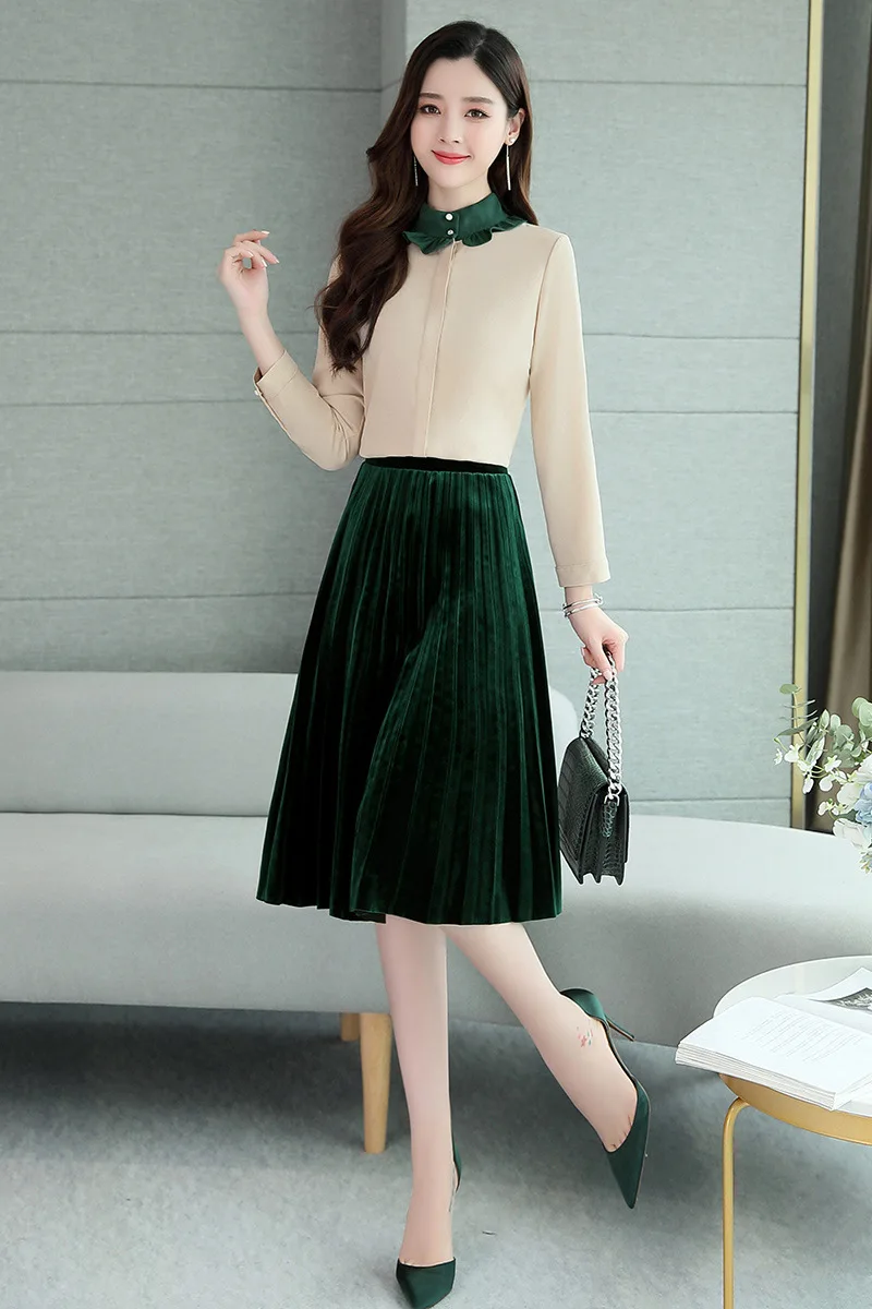 

Spring And Autumn Graceful Dress Women's Two-Piece 2019 New Style Western Style Slimming Elegant Waist Hugging Base Dress Outfit