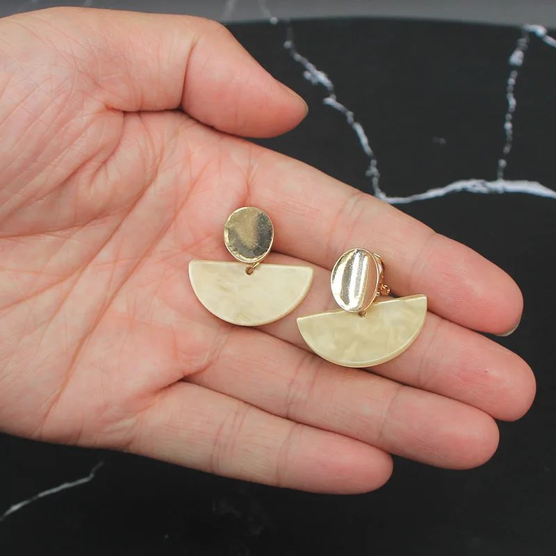 Seashell, клипсы, серьги, акриловые, полукруглые, подвеска, эстетические серьги геометрической формы, без отверстия, морская раковина, женские богемные клипсы, серьги