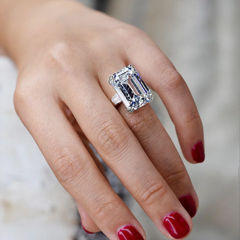Solitaire Big Rectangle CZ Women Wedding Ring Engagement Ring Evening Party Female Fashion Jewelry Gifts wedding rings womens ring cubic zircon ring finger rings jewelry rings ring jewelry