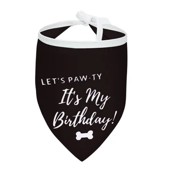 

Pet Collar Bib Birthday Letter Pattern Large Dog Saliva Collar Pet Triangular Collar for Home Birthday Festive (Black)