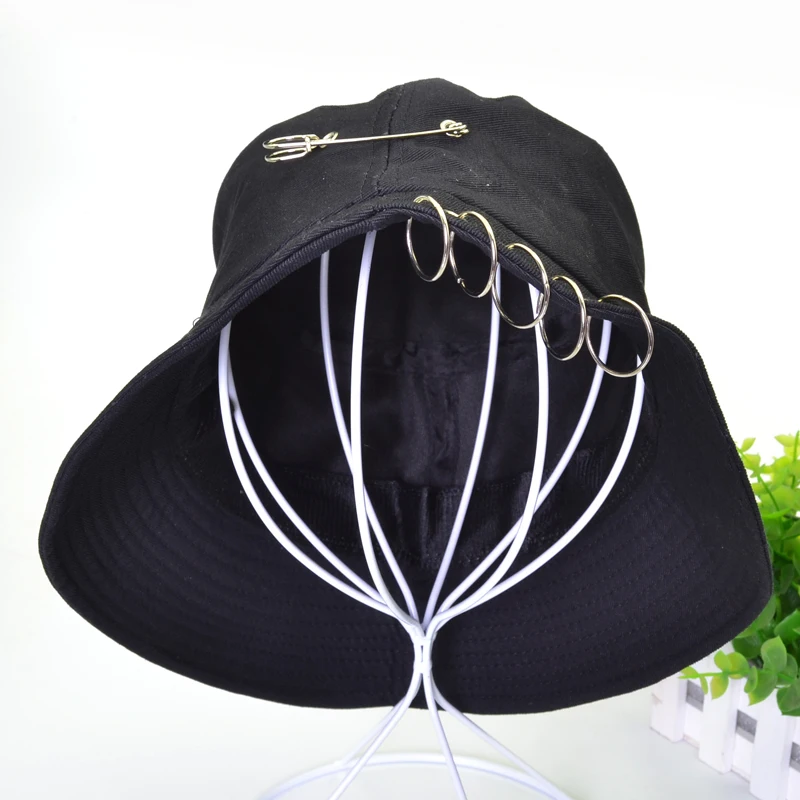 Кольцо с надписью Harajuku мужская шляпа-Панама женская k pop bob наружная пляжная шляпа от солнца черная желтая мода Панама рыбалка, рыбак шляпа