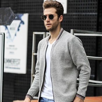 

Autumn Sweater Men Fashion New Baseball Jacket Warm Soft Knitted Wear Casual Cardigan Men Sweater Hombre M-XXXL