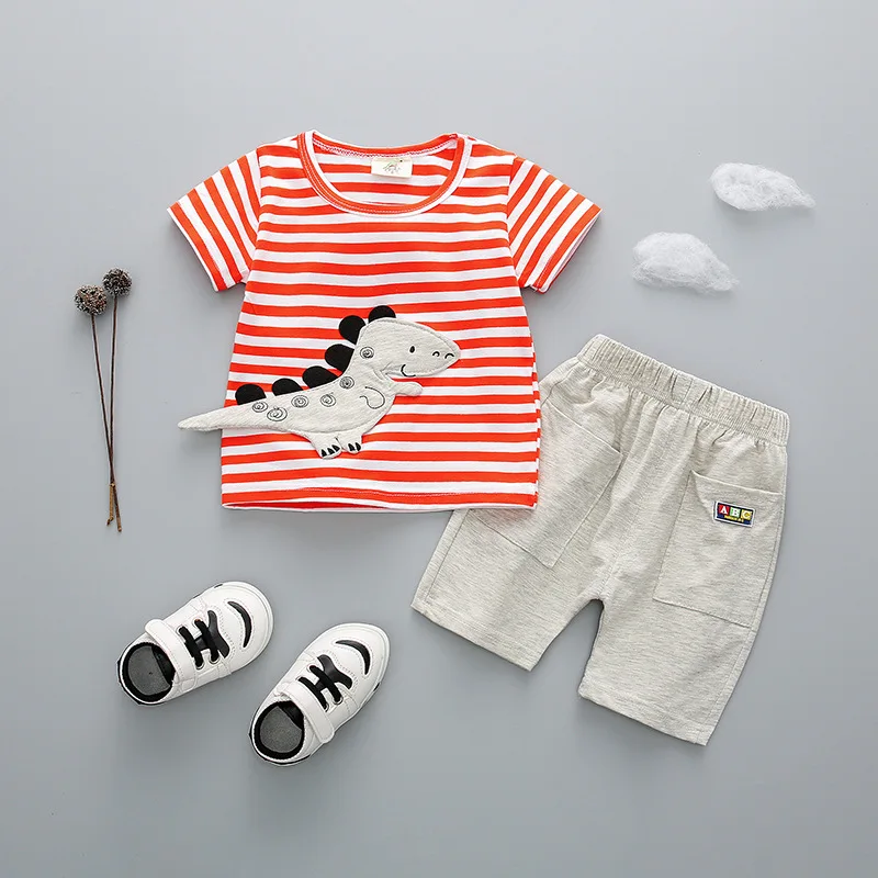 

Summer Baby Clothes Sets Suits for Boys Cotton Striped T Shirt Shorts 2Pcs Toddler Outfit Casual Infant Clothing Kids Tracksuit