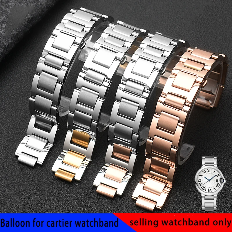 Cinturino Per Orologio Con Capocorda In Acciaio Inossidabile Per Cartier Ballon Bleu Series 20*12Mm 18*11Mm 14*8Mm W6920046 Cinturini Bracciale Da Uom