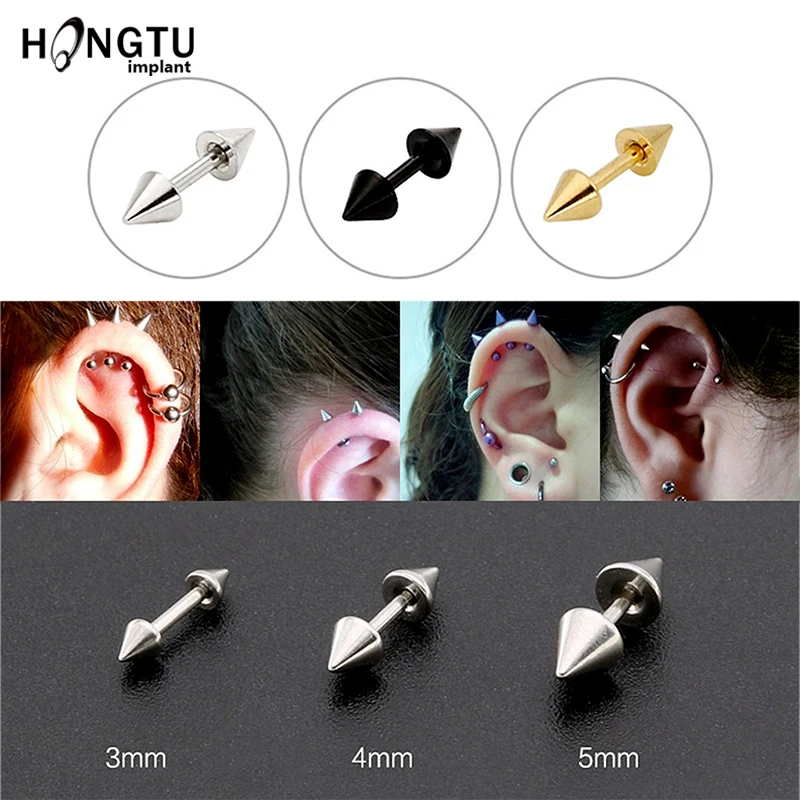 Jovitec Round Ball Stud Stainless Steel Barbell Earring Set Cartilage Helix Earring Piercings for Tragus Cartilage Ear