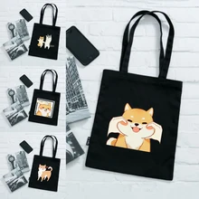 Anime Dog Shopping Bag Large-capacity Female Bags Vintage Aesthetic Lady Canvas Handbag Student Canvas Tote Bag Reusable