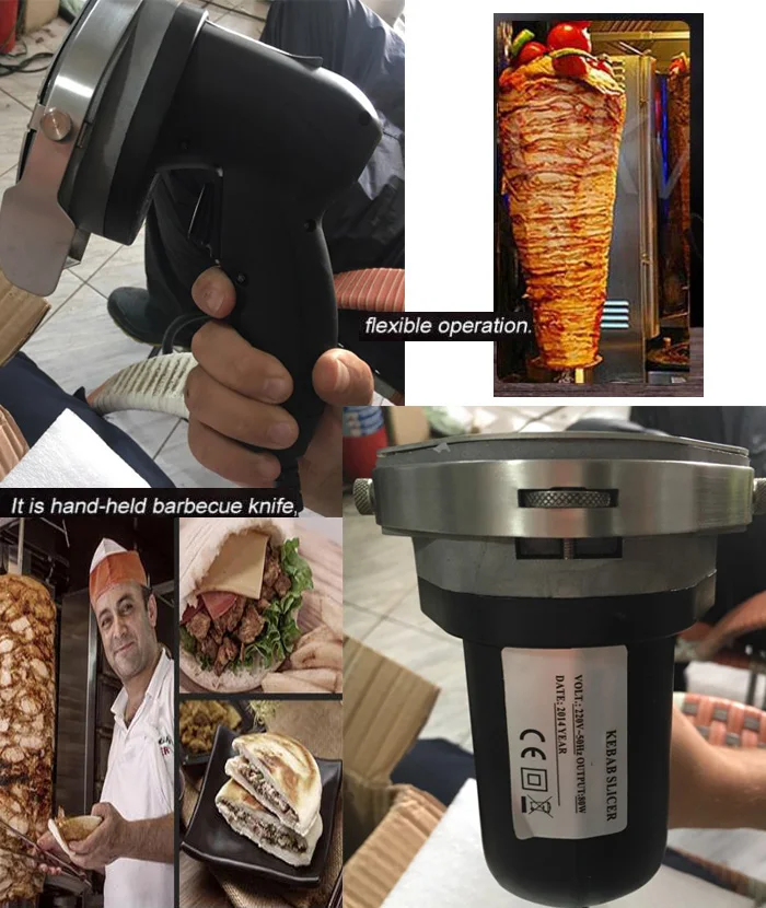 Automatic Electric Kebab Slicer Kitchen Knife Doner Cutter Gyros Meat Cutting Machine Two Blades 110V-240V For Shawarma