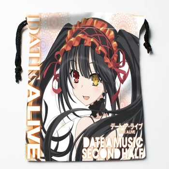 

New Arrival Date A Live Anime Drawstring Bags Print 18X22CM Soft Satin Fabric Resuable Storage Storage Clothes Bag Shoes Bags