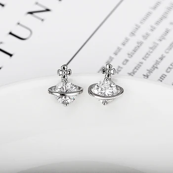 

Artificial Pearl Earrings Ladies' Wedding Bridal Jewelry Crystals Gold Plated Saturn Pendant Collar Earrings