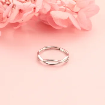 

S925 Silver Bracelet Female Plain Silver Twisted Ring Opening Rings for Women Luxury Resizable Rings for Women Jewerly
