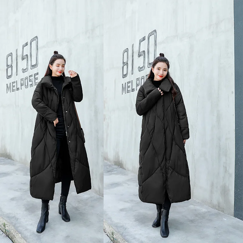 

Cotton-padded Clothes/Cotton Coat Single Breasted 2018 Winter Long Sleeve Long Casual Comfortable Fashion Fold-down Collar