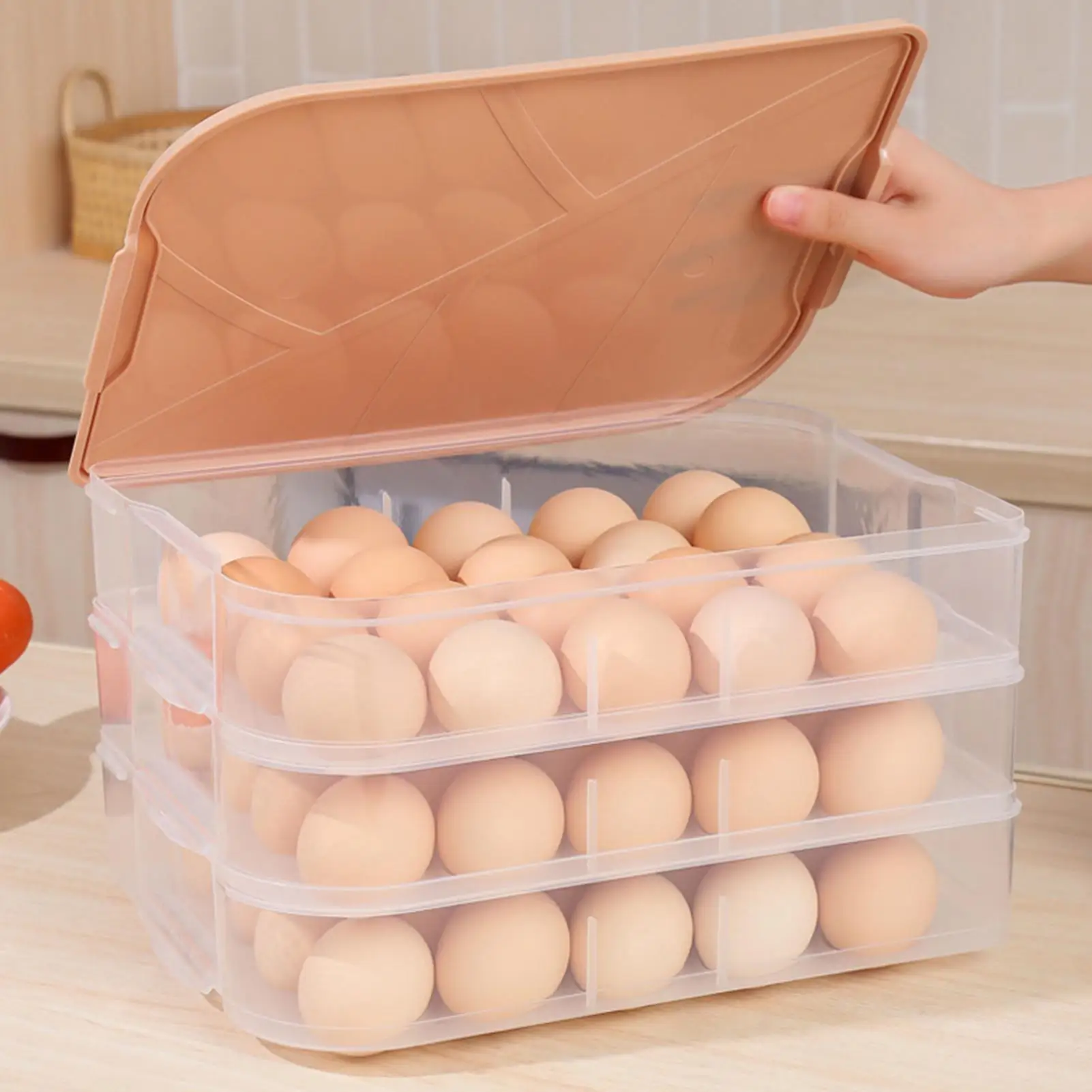 

Stackable Home Kitchen Refrigerator Egg Storage Box Holder Container with Lid