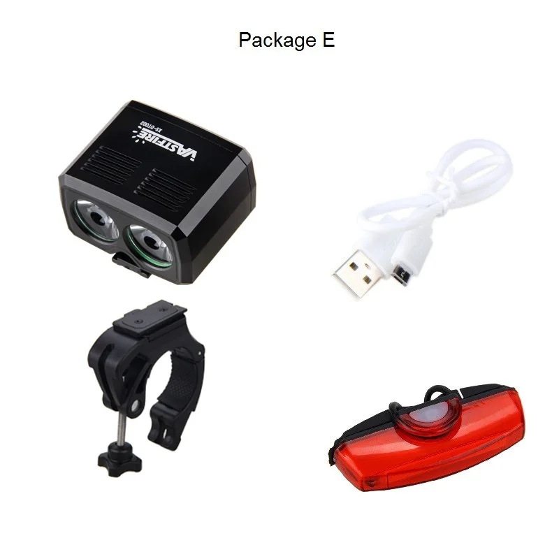 MTB USB Перезаряжаемый мини-велосипедный светильник, мощный люмен, светодиодный передний велосипедный светильник, головной светильник, дорожный велосипедный безопасный светильник - Цвет: Package E