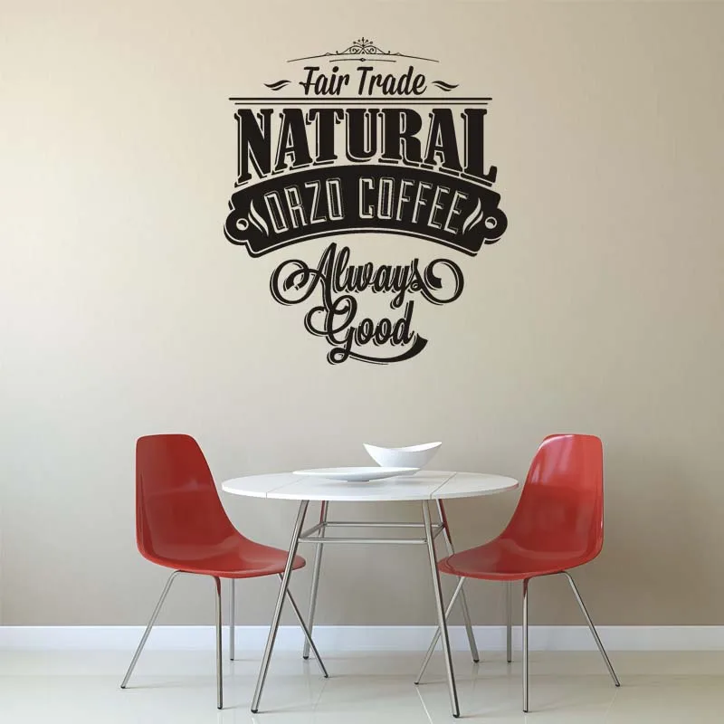 Coffee Shop Sign Fair Trade Natural Orzo Mug Logo Cafe Decor Adesivo Per Tazza Da Parete Di Alta Qualità Vinile Personalizzato