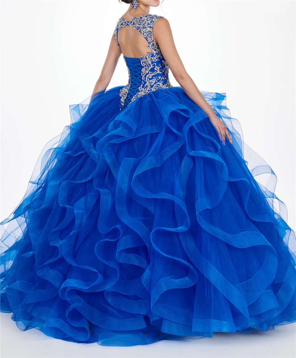 Сверкающее синее платье Vestido Robe De Sweet 16 платье с глубоким вырезом vestido de 15 Anos Vestidos De Quinceaneras платья с жакетом