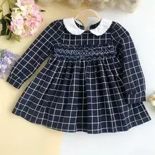 Детская клетчатая винтажная одежда в стиле вестерн с вышивкой для маленьких детей; милые вечерние вельветовые платья с оборками для девочек