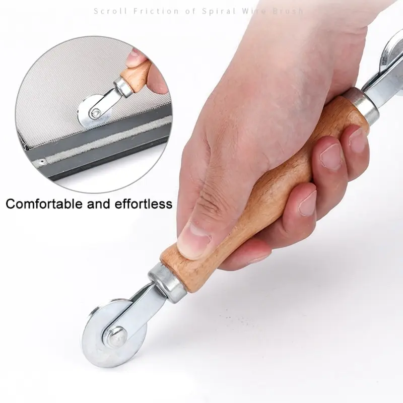 

Installing Window and Door Screen Spline Roller and Puller Hook Tool Wooden handle Double-head pressure roller for Screen window