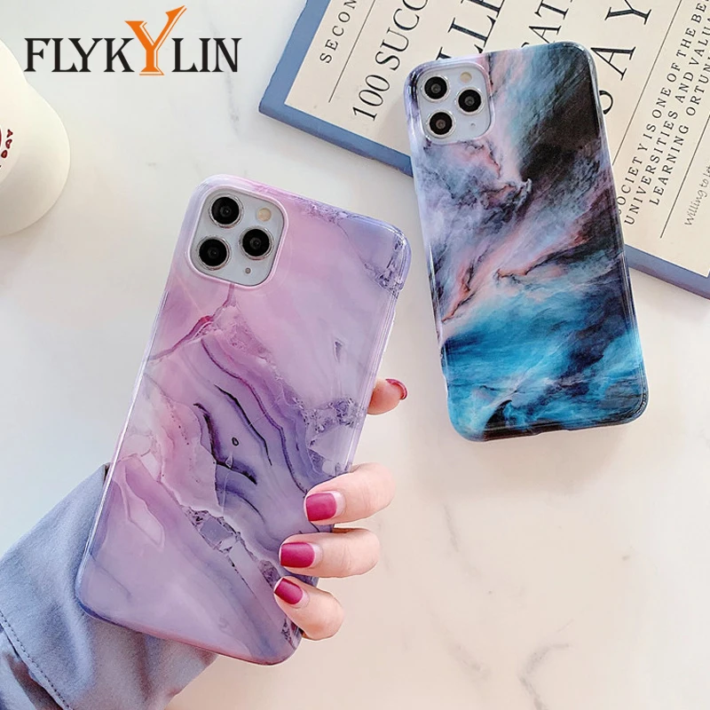 Чехол FLYKYLIN карамельного цвета с мрамором для iphone XS Max XR X 11 Pro 7 8 Plus модная мягкая