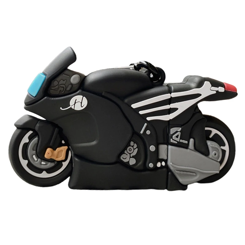 

Cool Motorcycle Silicone Cover for Airpods 1 2 Shockproof Protective Case with Carabiner for Apple Bluetooth Earphones Cover