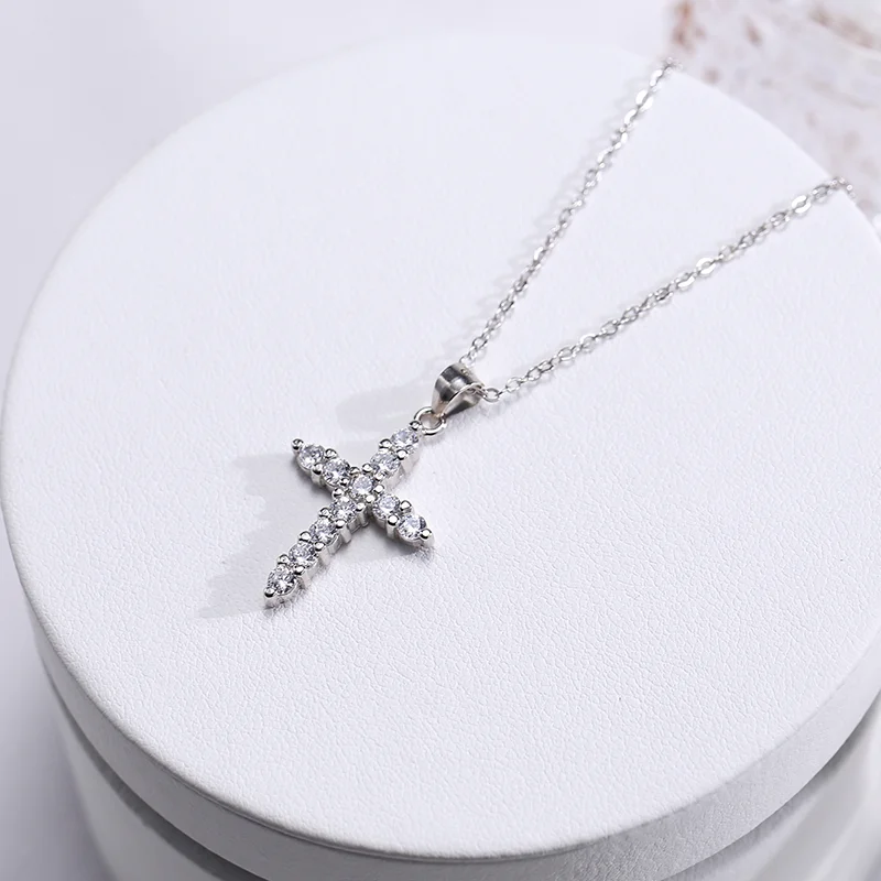 Женская подвеска крест из серебра 925 пробы с фианитом|Ожерелья| |