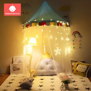 

Nordic Kids Canopy Bed Curtain Baby Hanging Tent Crib Children Room Decor Round Hung Dome Mosquito Net Children Gift Play Tent