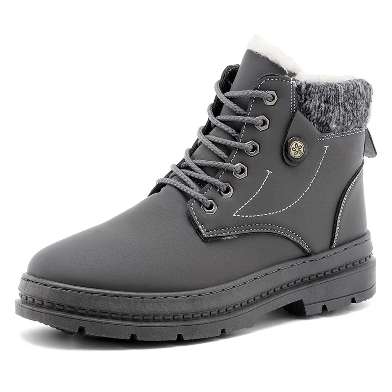 37H888 Gray Shoes BONJEAN/Брендовые мужские ботильоны; повседневная обувь для мужчин; Новинка; зимние ботинки для взрослых; теплые меховые короткие плюшевые кроссовки; мужская обувь - Цвет: 37H888 Gray Shoes