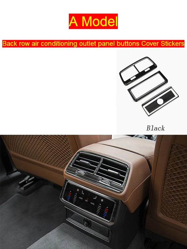 A Model Black Автомобильный Стайлинг из углеродного волокна задний ряд кондиционера панель крышки кнопок наклейки для Audi A6 C8 интерьерные авто аксессуары - Название цвета: A Model Black