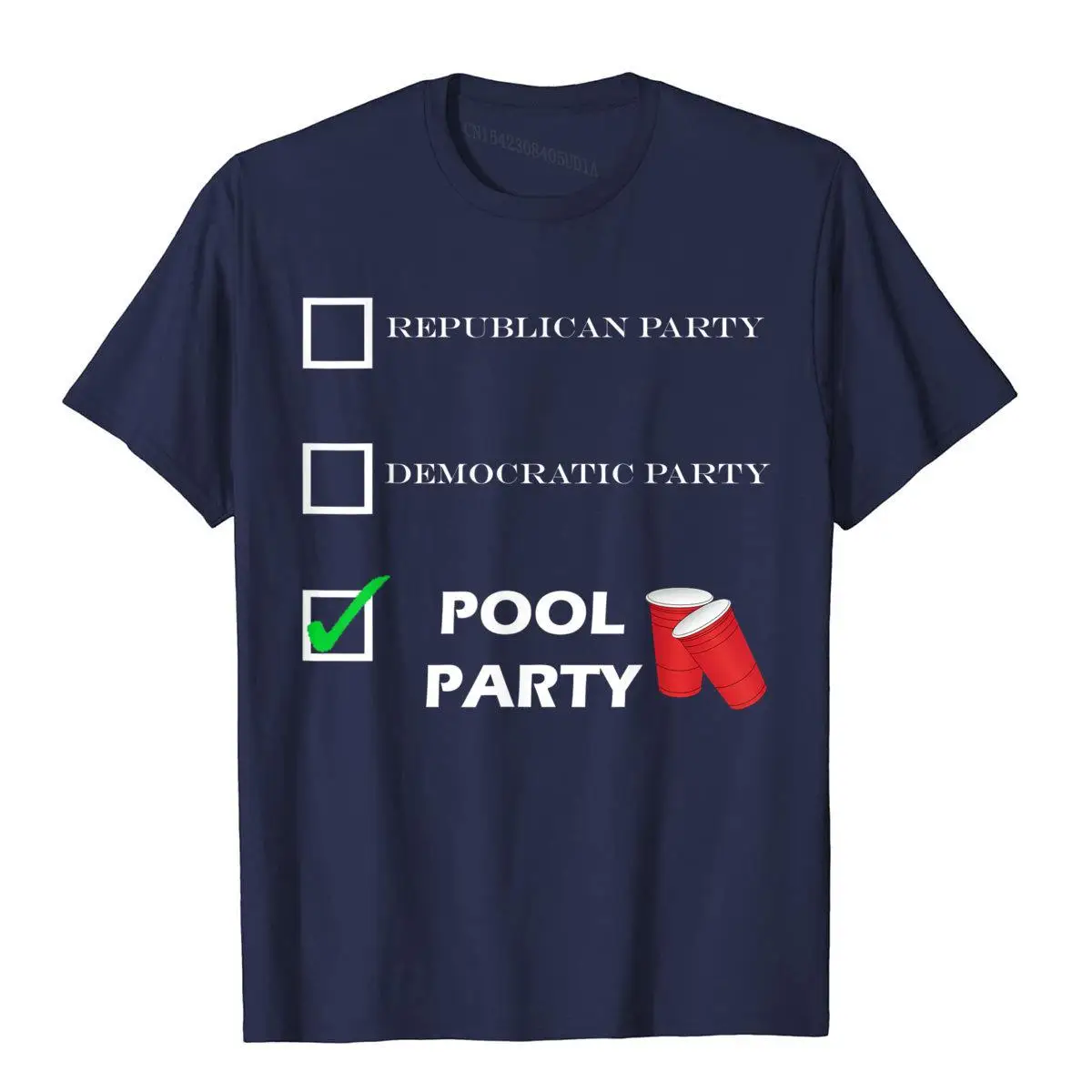 Political Party Pool Party Adult Humor TShirt Tee__B5558navy