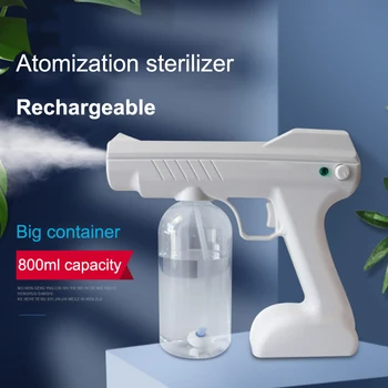 

Newest Handheld 10W Nano Sanitizer Sprayer Disinfectant Machine Gun with 800ml Bottle Nano Spray Fog Fogger Steam Gun Face Mist