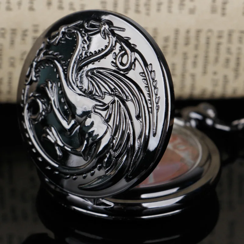 Classic Red Dial Quartz Pocket Watch Game Theme Necklace Pendant Clock Women Men Gifts