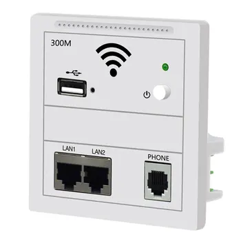 

300Mbps Repeater Inn Phone Port Wall Wireless Router USB Charging Built-in Antenna 86 Panel Extender Hotel WiFi Socket ABS