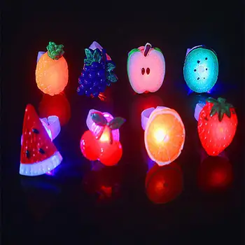 

50Pcs Mini Grape Littleapple Kiwi Fruit LED Glowing Finger Ring Kids Toy Party Favors