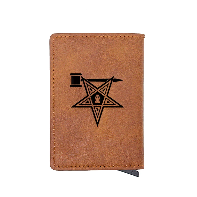

Classic Vintage OES Order of the Eastern Star Credit Card Holder Wallet Men Women PU Leather RFID Aluminium Slim Short Purse