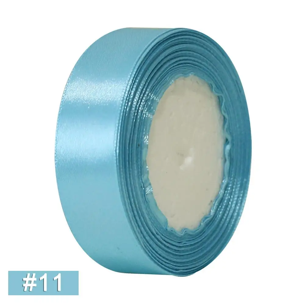 11 baby blue 25 ярдов/рулон шелк атласная лента швейная 6/10/15/20/25/40/50 мм поделки своими руками подарок Обёрточная бумага для свадьбы, Рождества, ленты вечерние украшения - Цвет: 11 baby blue