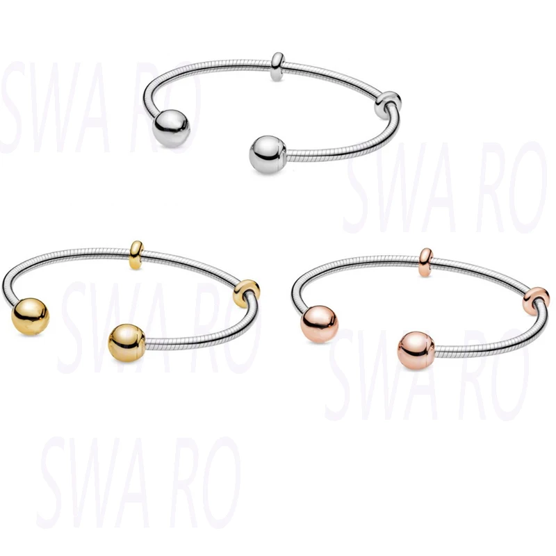 

2019 Autumn New Elegant Moments Snake Chain Open Bracelet Can Be Diy With Beaded Wild Original Ladies Simple Jewelry Gift
