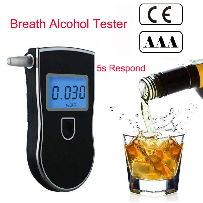 alkoholtester Breathalyzer Detector AT818 Portable Professional Alcohol Testers Police LCD Display Digital Breath Quick Response