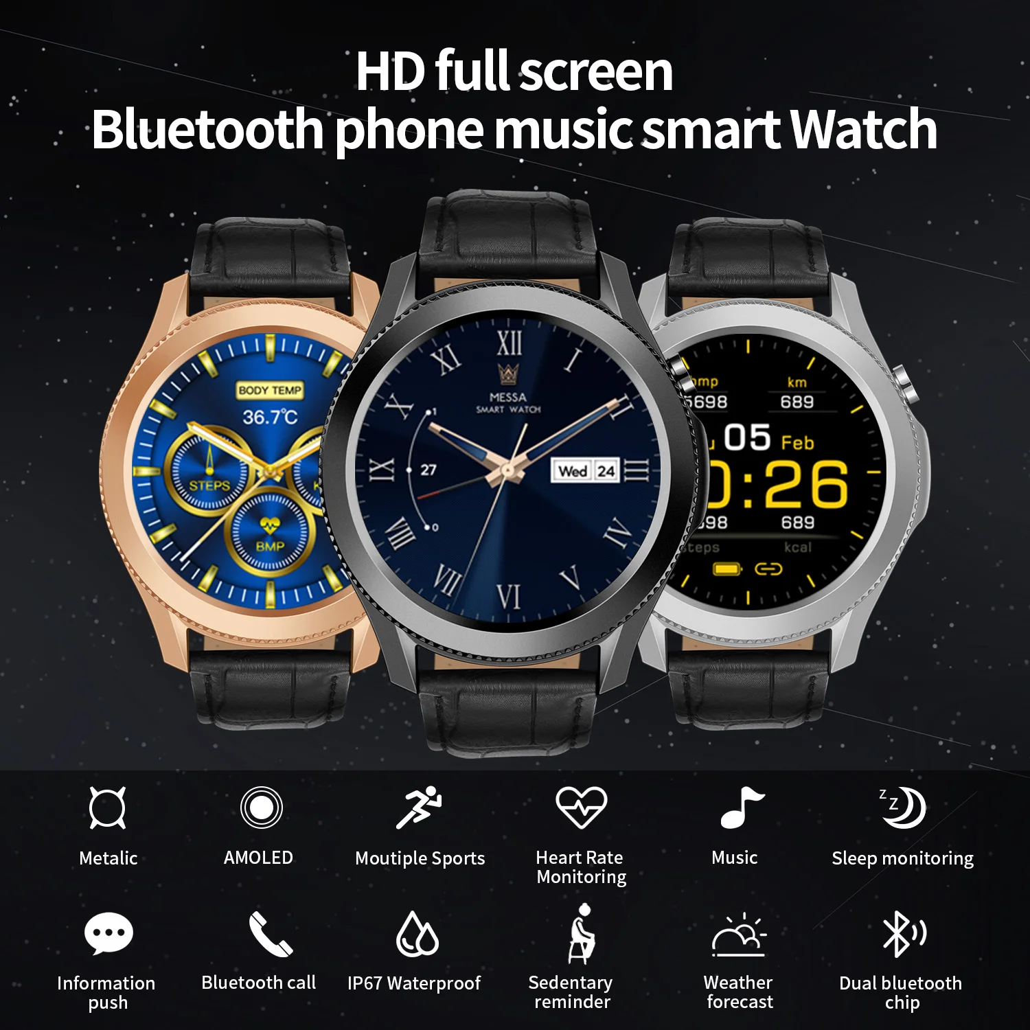Galaxy W3 Smartwatch Fitness Tracker Bracelet Bluetooth Call Men's Smart Watch Waterproof IP68 Women's Watches for Huawei Xiaomi