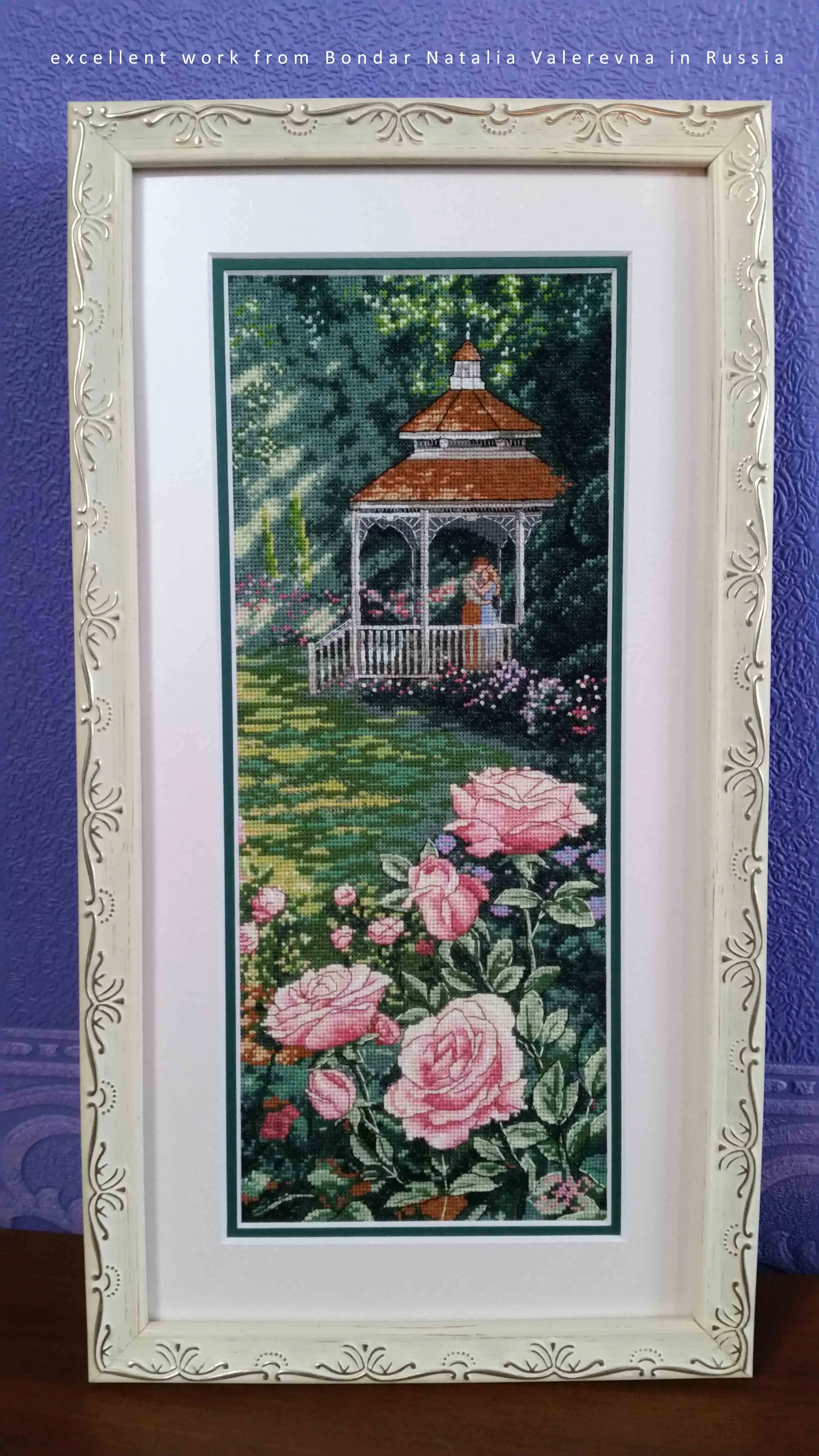 Counted cross stitch kit Paradise Found Rose Park Garden Kiss Lover