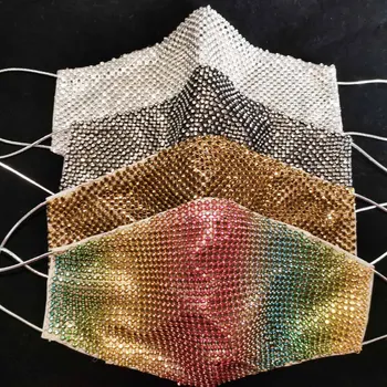 

Double Flower Funny Stage Dance Wear Accessories Decorative Crystal Masks for Women Formal Performance and Evening Party