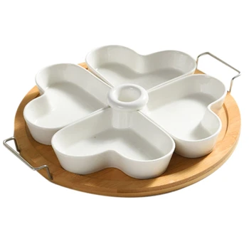 

Ceramic Fruit Plate Square Lattice Simple Dried Fruit Platter Candy Box