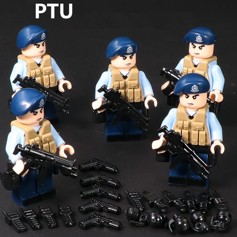 5 шт., полицейское оружие Гонконга, совместимое с Playmobil, военные Мини фигурки, строительный блок, кирпич, оригинальные игрушки - Цвет: 5pcs