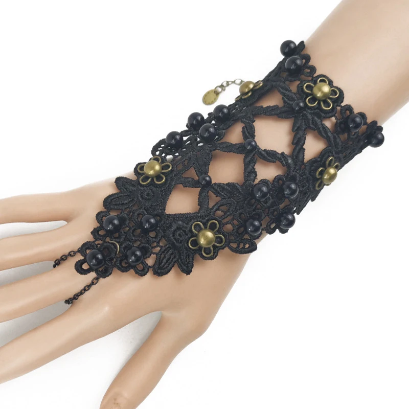 YiYaoFa Handmade Vintage Black Lace Bracelet for Women Accessories Gothic Wrist Jewelry Lady Party Jewelry Bracelet Bangle S391