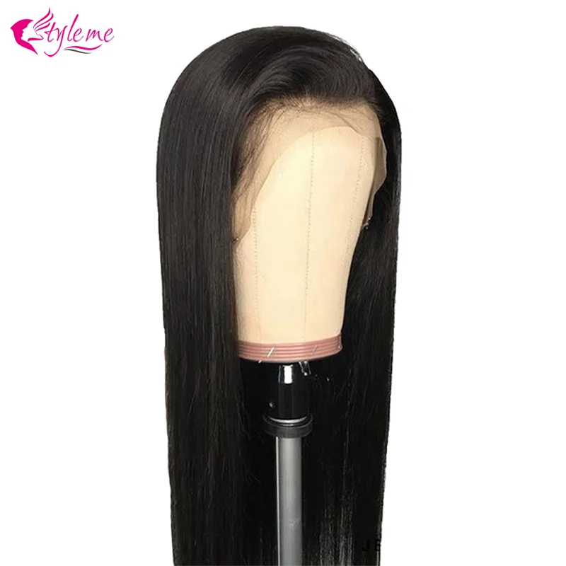 

Style Me 13X4 Lace Frontal Human Hair Wigs For Black Women Peruvian Straight Lace Front Wigs Pre Plucked With Baby Hair Non Remy