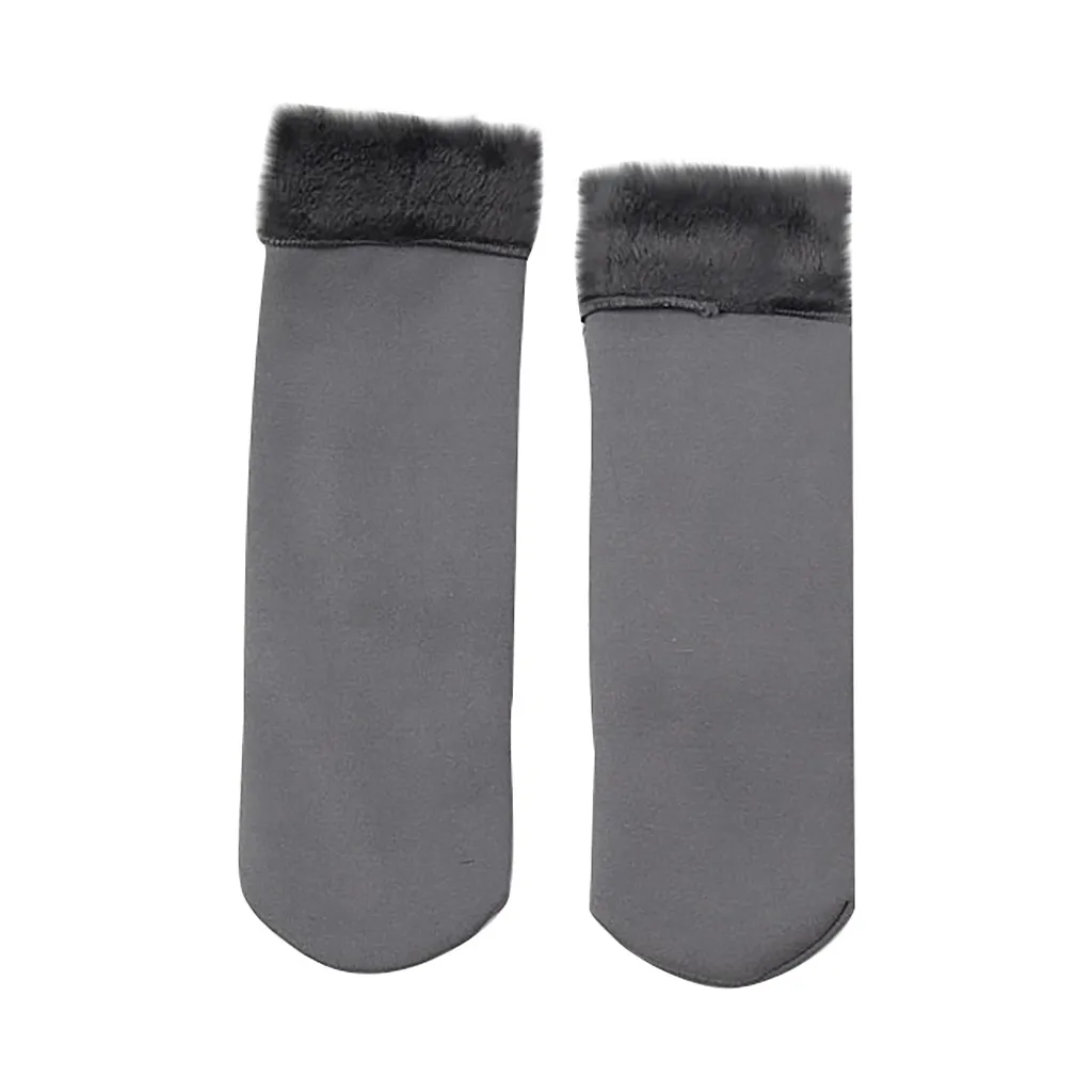Женские носки, зимние теплые плотные бархатные носки, женские однотонные Повседневные носки, милые носки для девочек серого цвета